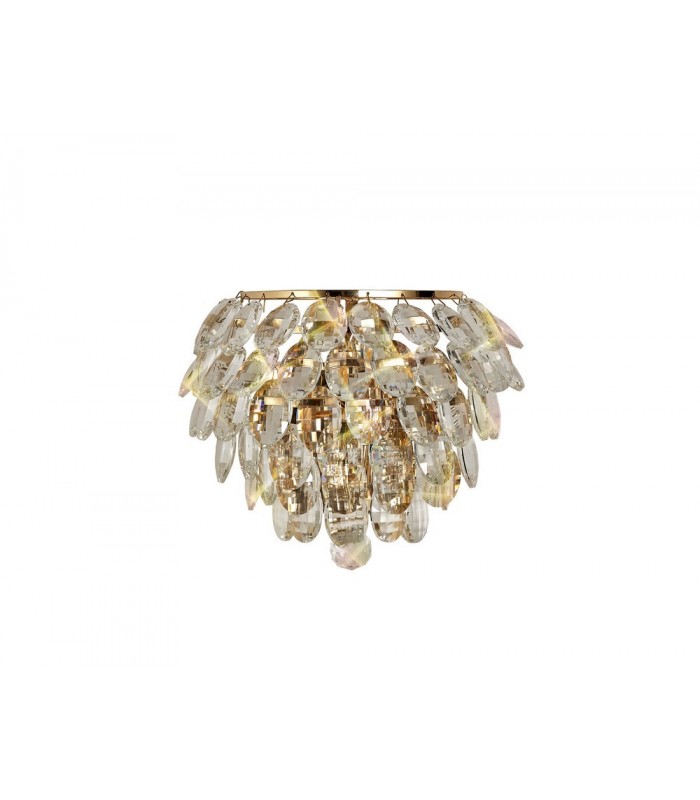 Wall Lamp, 1 Light E14, French Gold, Crystal - 4