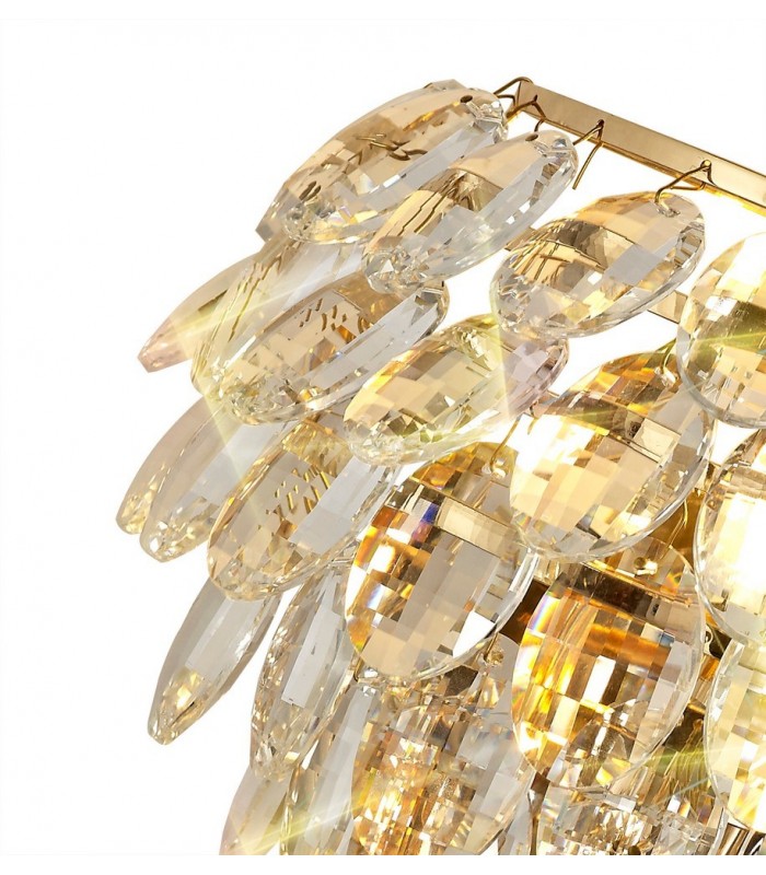 Wall Lamp, 1 Light E14, French Gold, Crystal - 7