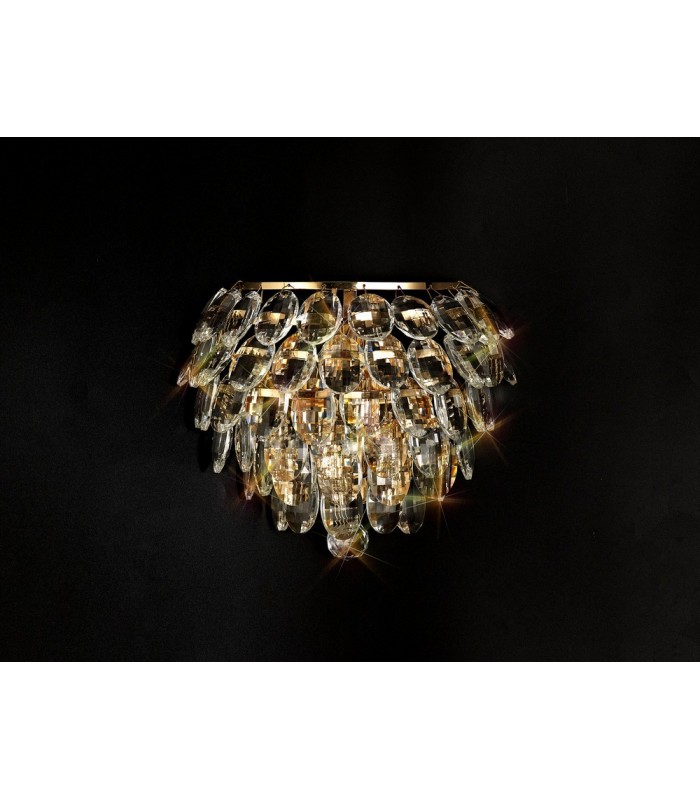 Wall Lamp, 1 Light E14, French Gold, Crystal - 9