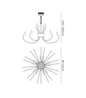 Ceiling Pendant, 553W LED, 3000K, 26715lm, IP20, Polished Chrome - 2