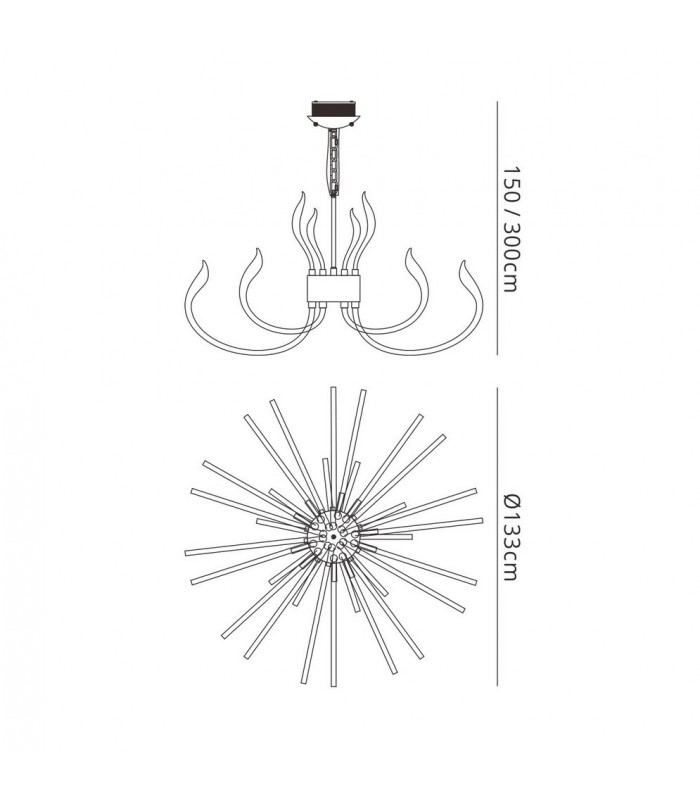 Ceiling Pendant, 553W LED, 3000K, 26715lm, IP20, Polished Chrome - 2