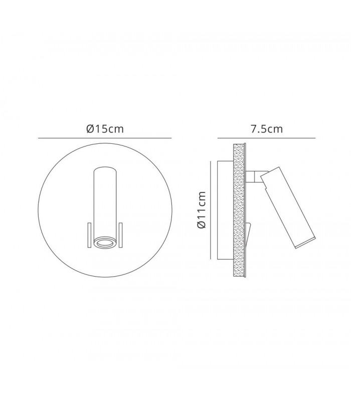 Wall + Reading Light, 6W + 3W LED, 3000K, 620lm Total, Individually Switched, Sand Black - 2
