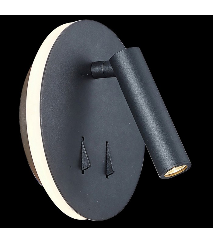 Wall + Reading Light, 6W + 3W LED, 3000K, 620lm Total, Individually Switched, Sand Black - 3