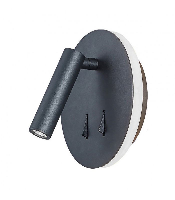 Wall + Reading Light, 6W + 3W LED, 3000K, 620lm Total, Individually Switched, Sand Black - 4