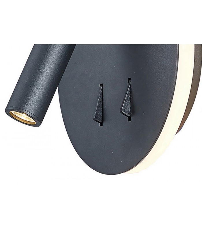 Wall + Reading Light, 6W + 3W LED, 3000K, 620lm Total, Individually Switched, Sand Black - 6