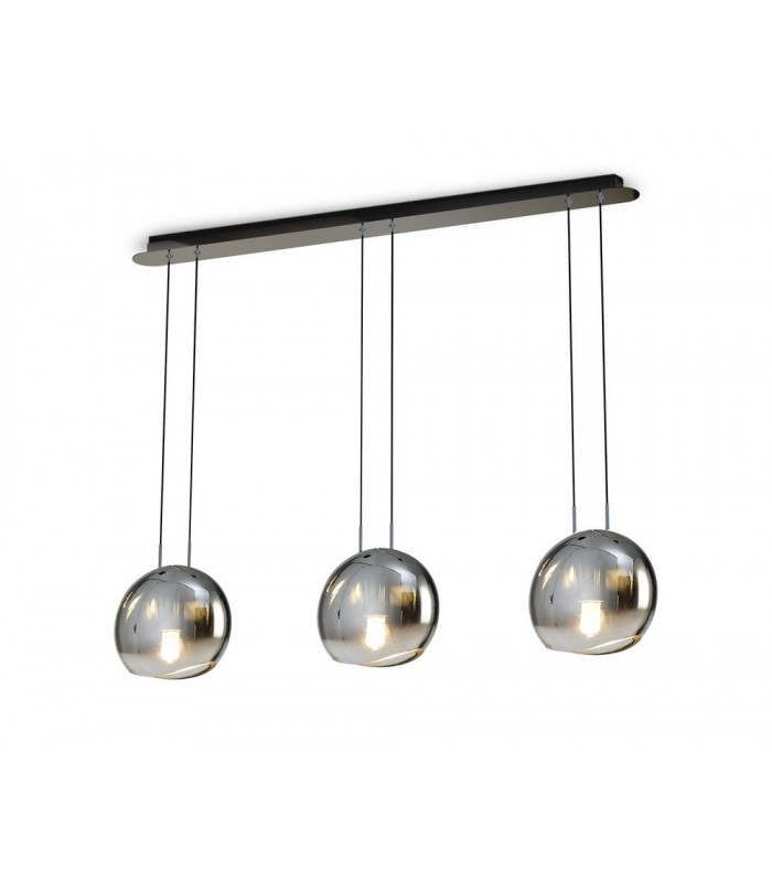 Linear Ceiling Pendant, 3 x E14 (Max 40W) Chrome Glass - 1