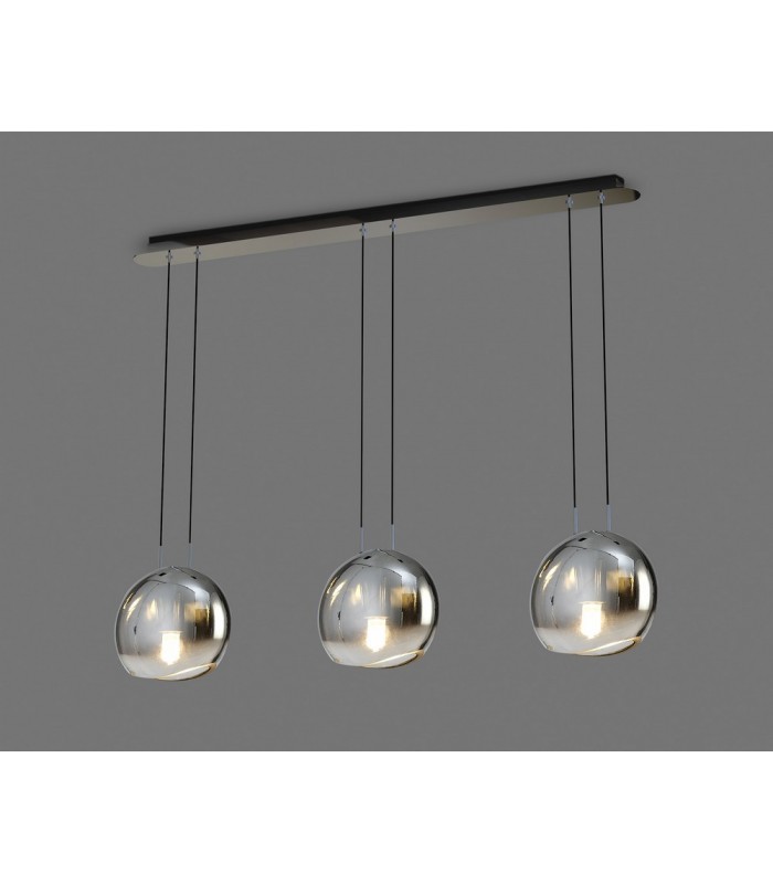 Linear Ceiling Pendant, 3 x E14 (Max 40W) Chrome Glass - 3