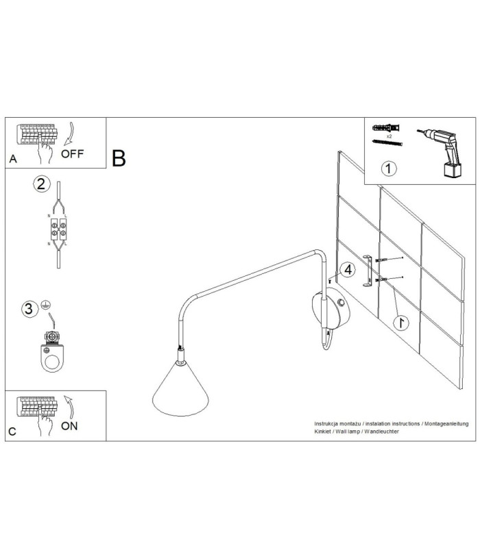 Nox Dome Wall Lamp Gold 1x E14 On/Off Switch-12