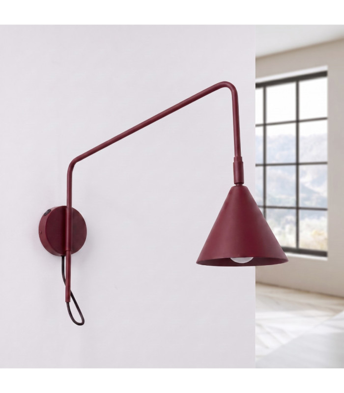 Nox Dome Wall Lamp Burgundy 1x E14 On/Off Switch-3