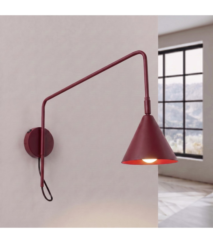 Nox Dome Wall Lamp Burgundy 1x E14 On/Off Switch-4