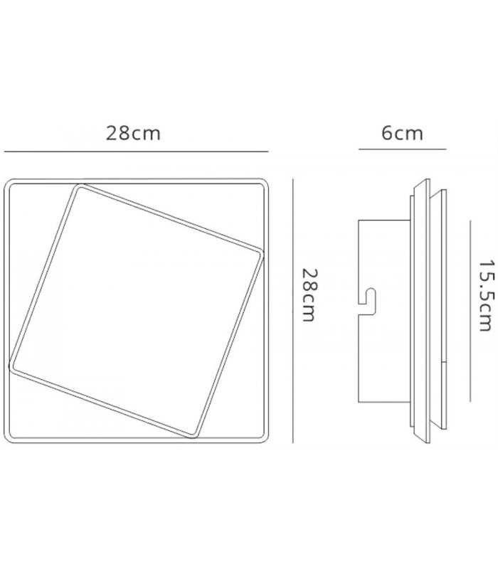 Flush Wall Lamp, 18W LED, 3000K, 1090lm, IP20, White - 2