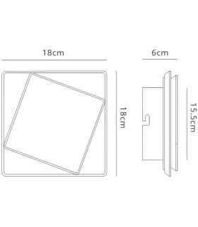 Flush Wall Lamp, 12W LED, 3000K, 725lm, IP20, Black - 2