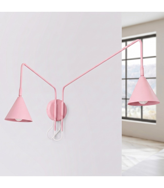 Nox Twin Dome Wall Lamp Pink 2x E14-3