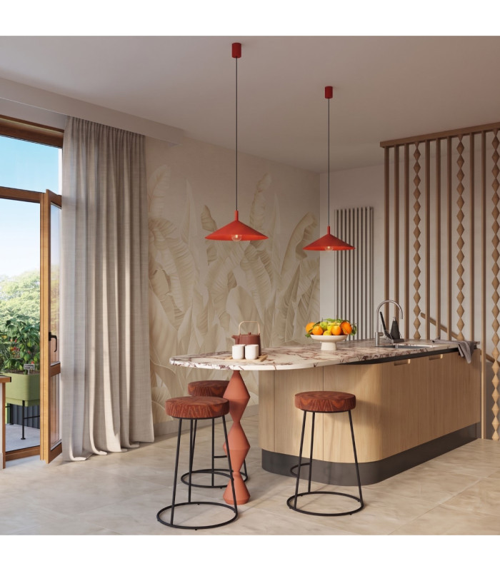 Nox 40cm Dome Wall Lamp Red 1x E27-12