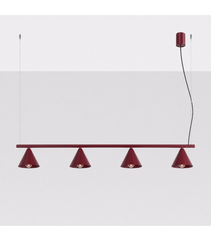 Nox Bar Pendant Ceiling Light Burgundy 4x E14-3