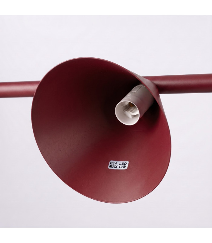 Nox Bar Pendant Ceiling Light Burgundy 4x E14-8