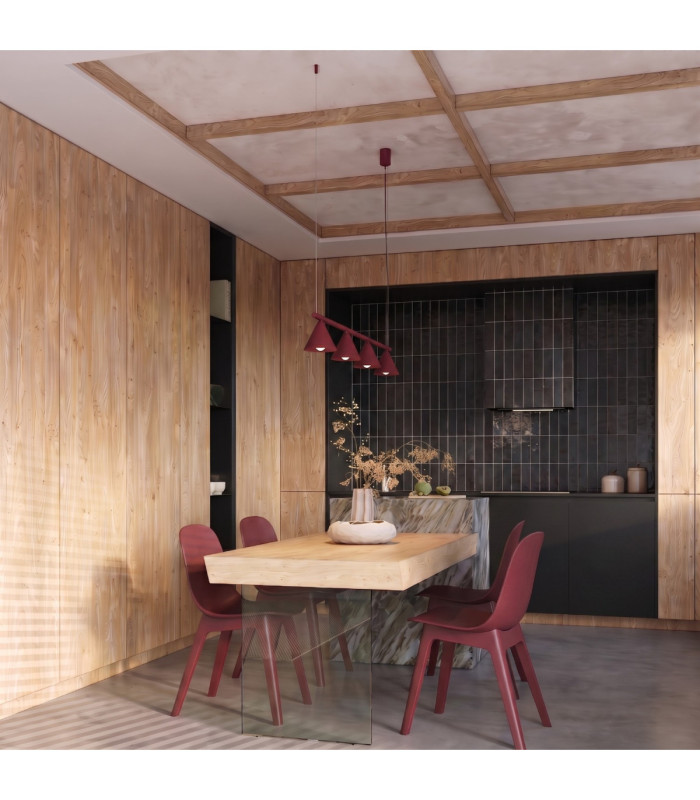 Nox Bar Pendant Ceiling Light Burgundy 4x E14-12