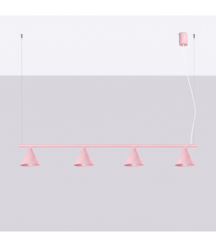 Nox Bar Pendant Ceiling Light Pink 4x E14-3
