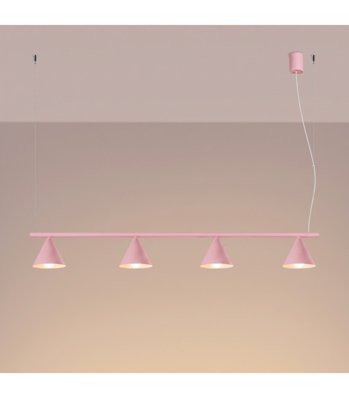 Nox Bar Pendant Ceiling Light Pink 4x E14-4