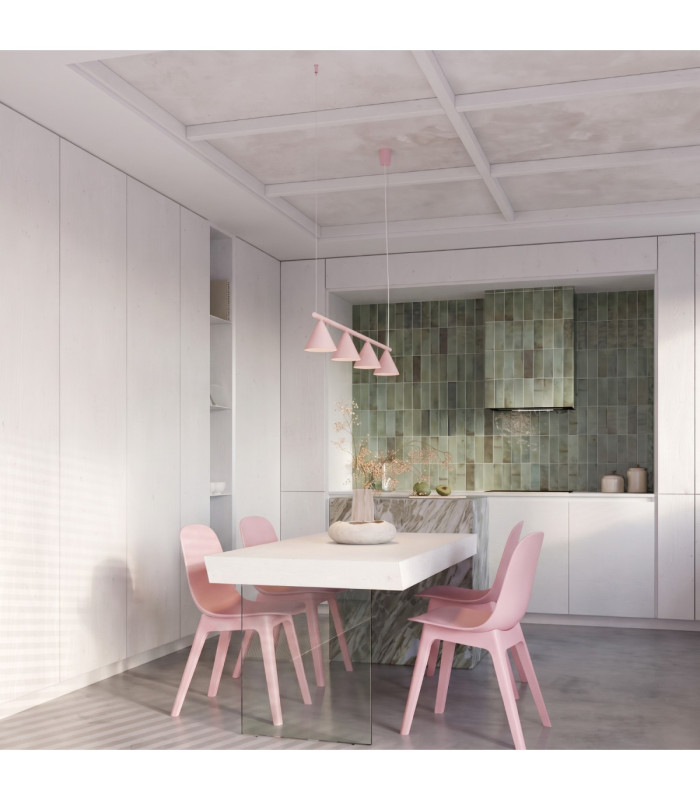 Nox Bar Pendant Ceiling Light Pink 4x E14-12
