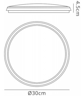 LED Ceiling, 30cm Round, 18W, 4000K, 1700lm, IP65, White - 2