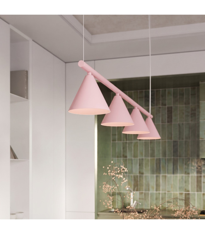 Nox Bar Pendant Ceiling Light Pink 4x E14-13
