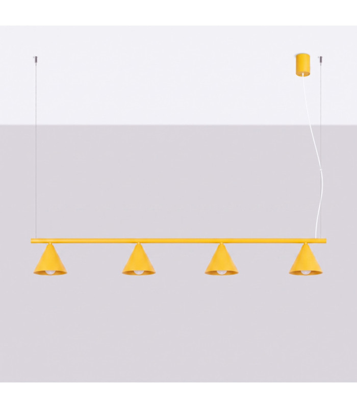 Nox Bar Pendant Ceiling Light Yellow 4x E14-3