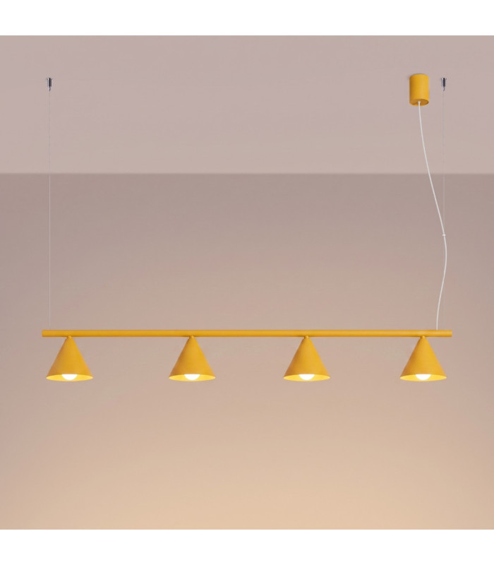 Nox Bar Pendant Ceiling Light Yellow 4x E14-4