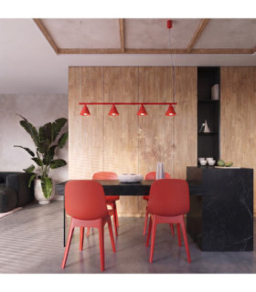 Nox Bar Pendant Ceiling Light Red 4x E14-2