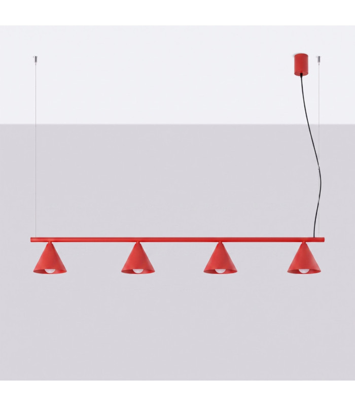 Nox Bar Pendant Ceiling Light Red 4x E14-3