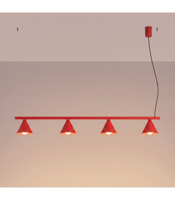 Nox Bar Pendant Ceiling Light Red 4x E14-4
