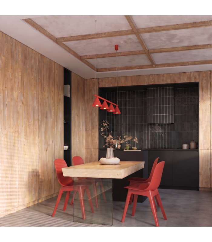 Nox Bar Pendant Ceiling Light Red 4x E14-12