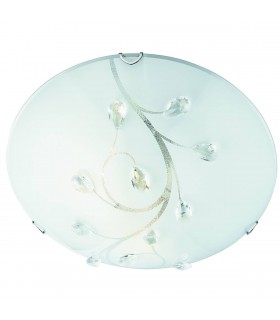 3 Light Large Ceiling Flush Light Chrome, Crystal Glass, E27 - 1