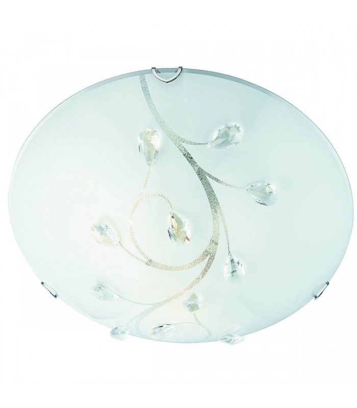1 Light Small Ceiling Flush Light Chrome, Crystal Glass, E27 - 1