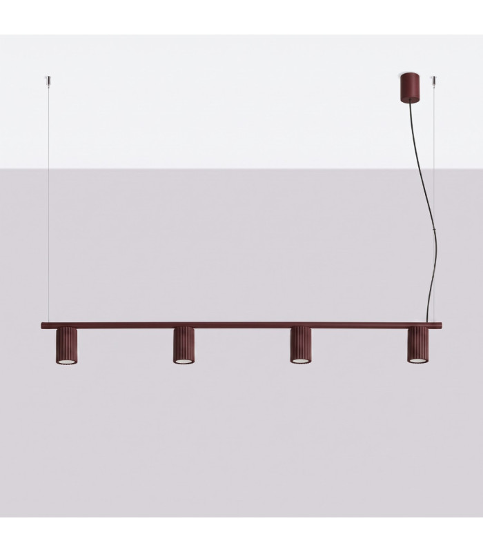 Karbon Bar Pendant Ceiling Light Burgundy 4x GU10-3