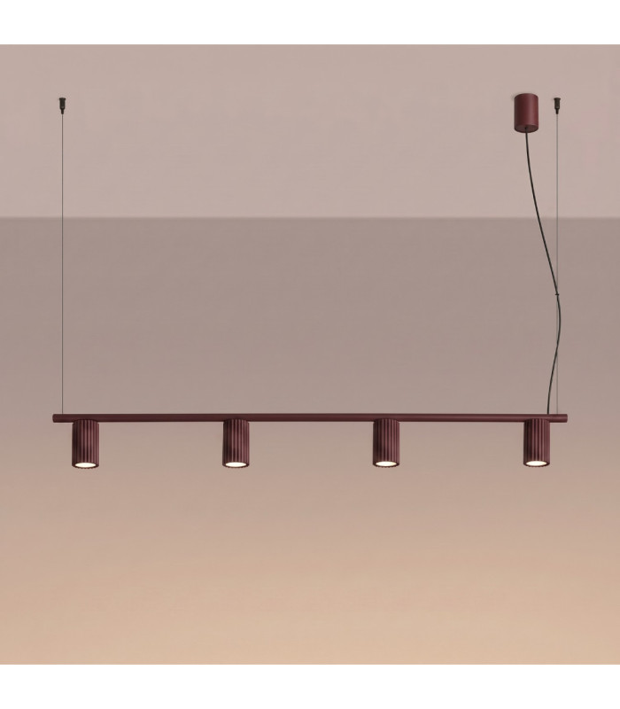 Karbon Bar Pendant Ceiling Light Burgundy 4x GU10-4
