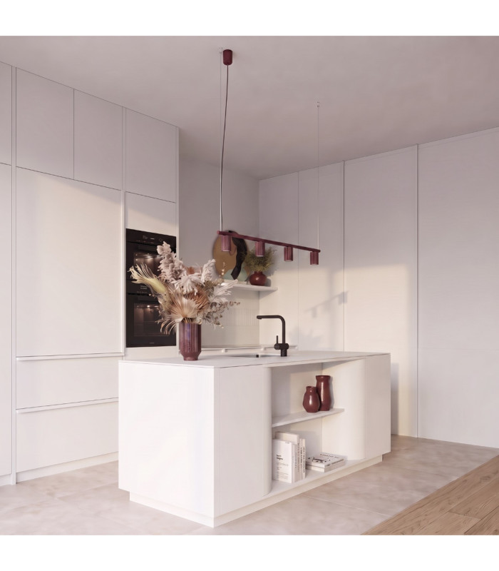 Karbon Bar Pendant Ceiling Light Burgundy 4x GU10-13