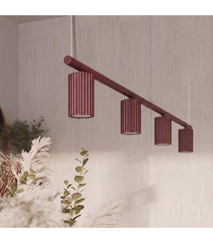 Karbon Bar Pendant Ceiling Light Burgundy 4x GU10-14