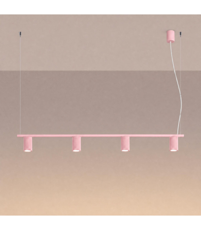 Karbon Bar Pendant Ceiling Light Pink 4x GU10-4