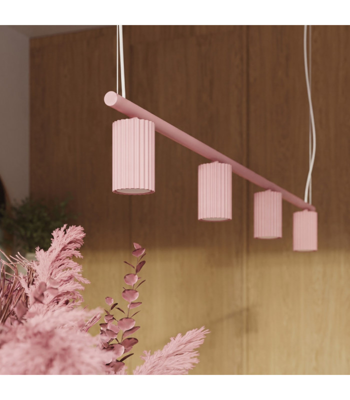 Karbon Bar Pendant Ceiling Light Pink 4x GU10-14