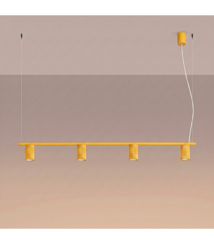 Karbon Bar Pendant Ceiling Light Yellow 4x GU10-4