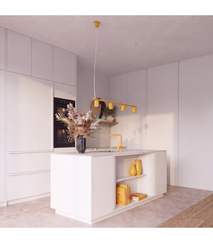 Karbon Bar Pendant Ceiling Light Yellow 4x GU10-13