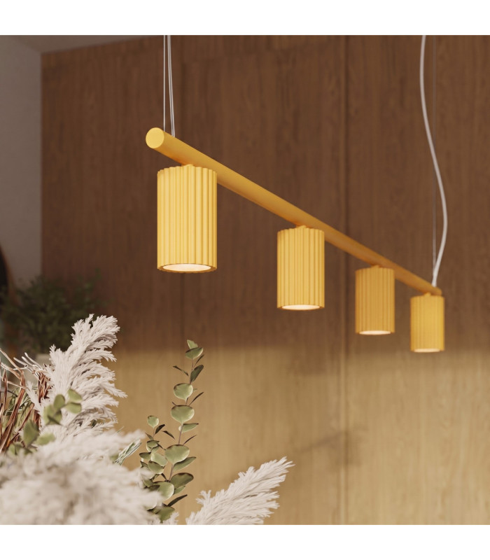 Karbon Bar Pendant Ceiling Light Yellow 4x GU10-14