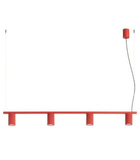 Karbon Bar Pendant Ceiling Light Red 4x GU10-1