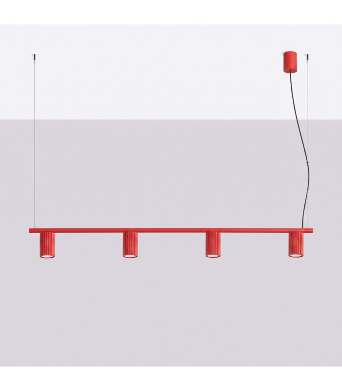 Karbon Bar Pendant Ceiling Light Red 4x GU10-3