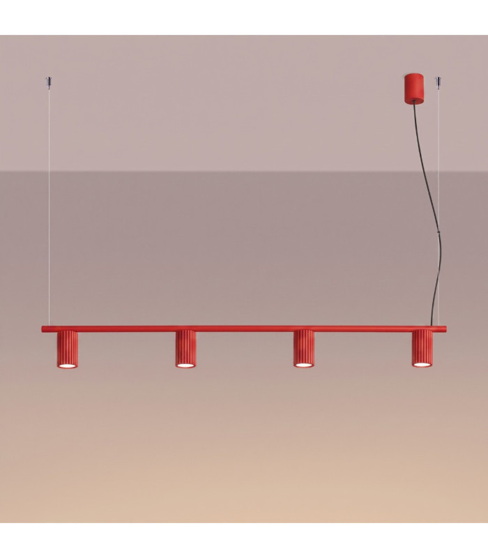 Karbon Bar Pendant Ceiling Light Red 4x GU10-4