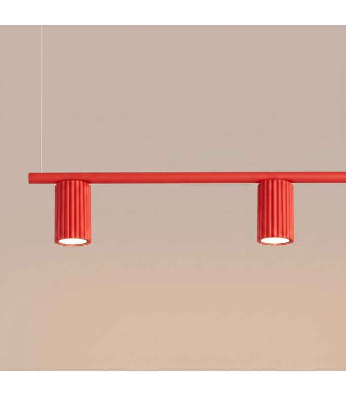 Karbon Bar Pendant Ceiling Light Red 4x GU10-5