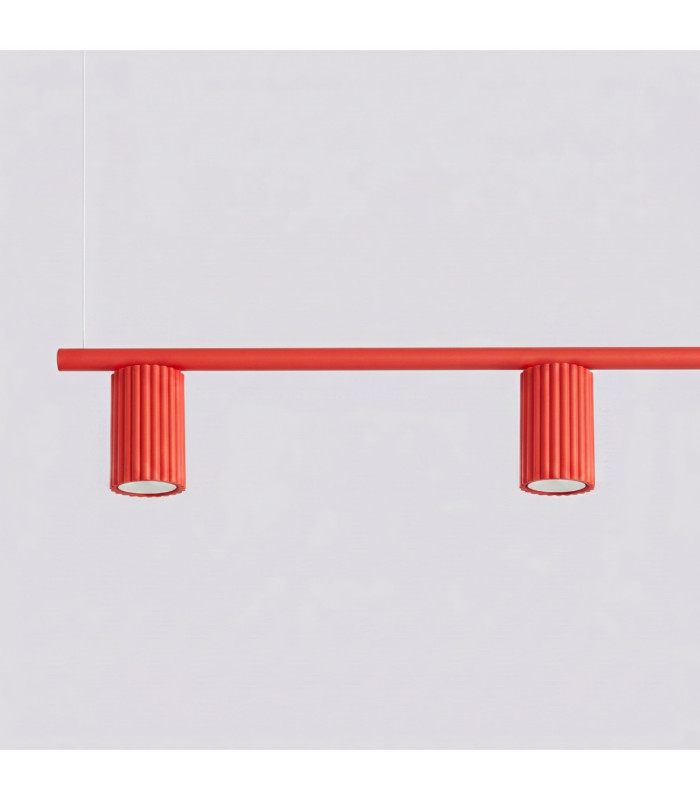Karbon Bar Pendant Ceiling Light Red 4x GU10-6