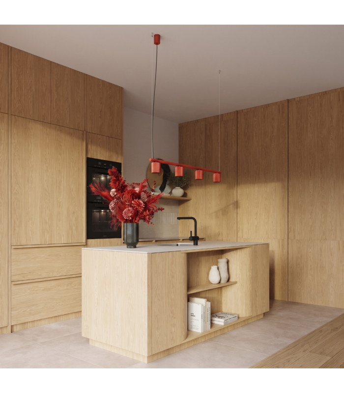 Karbon Bar Pendant Ceiling Light Red 4x GU10-13