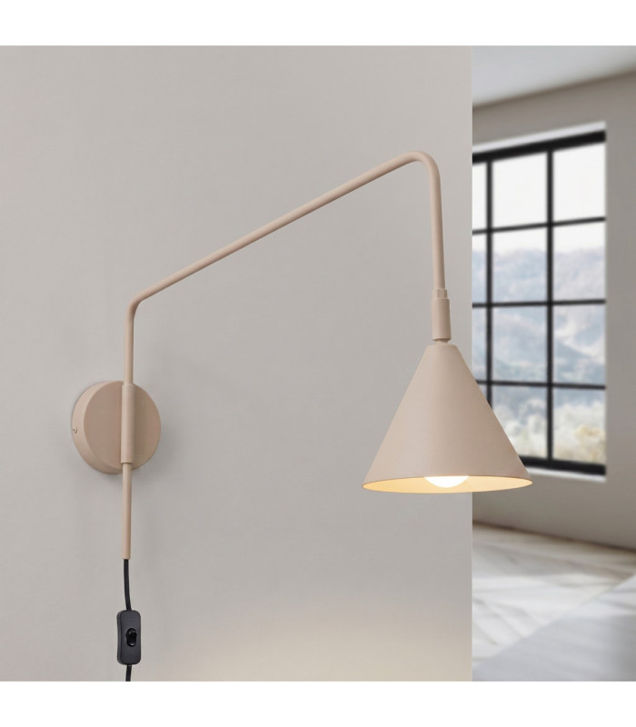Nox Dome Wall Lamp Taupe Plug In 1x E14 On/Off Switch-4